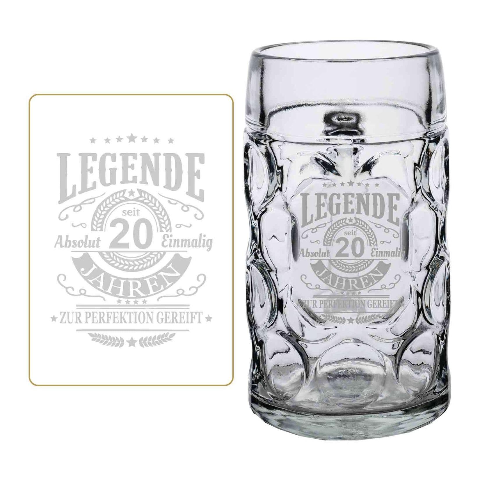 LUXENTU Maßkrug mit Gravur Legende seit 20 Jahren 1,0 Liter