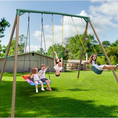 Klokick Heavy Duty Metal Swing Set for Kids & Adults, 600lb Capacity, Includes Trapeze Bar, Belt Swing & Platform Swing