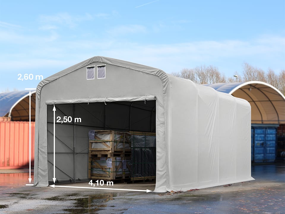 TOOLPORT 5x8m Zelthalle, PVC-Plane, grau, ohne Statik - (49634)