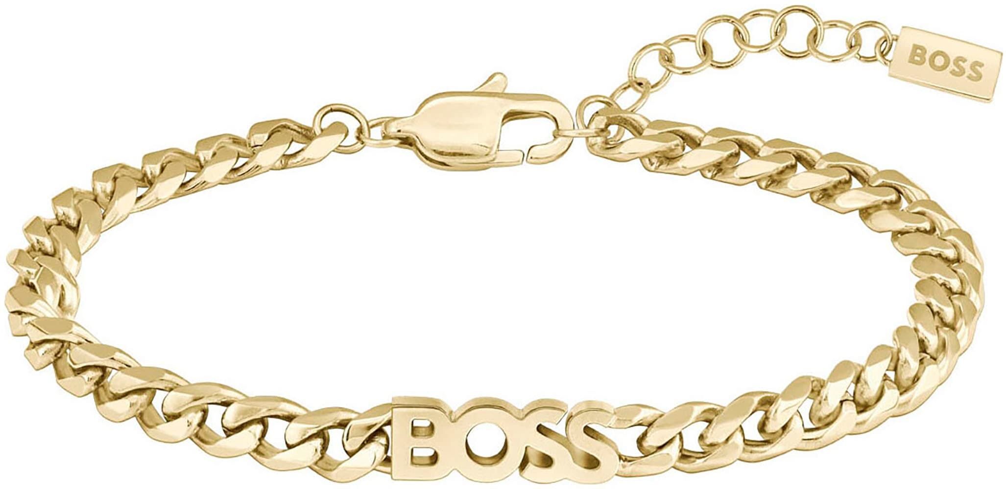 Armband BOSS "KASSY FOR HER", gold (gelbgoldfarben), Armbänder, Damen, 18cm, Edelstahl, Armband gelbgoldfarben 18cm, Edelstahl