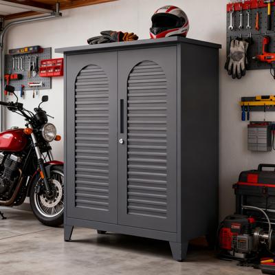 Space Saving Steel Tool Storage Cabinet with Adjustable Shelves and Wall-Mountable Design by GDFStudio