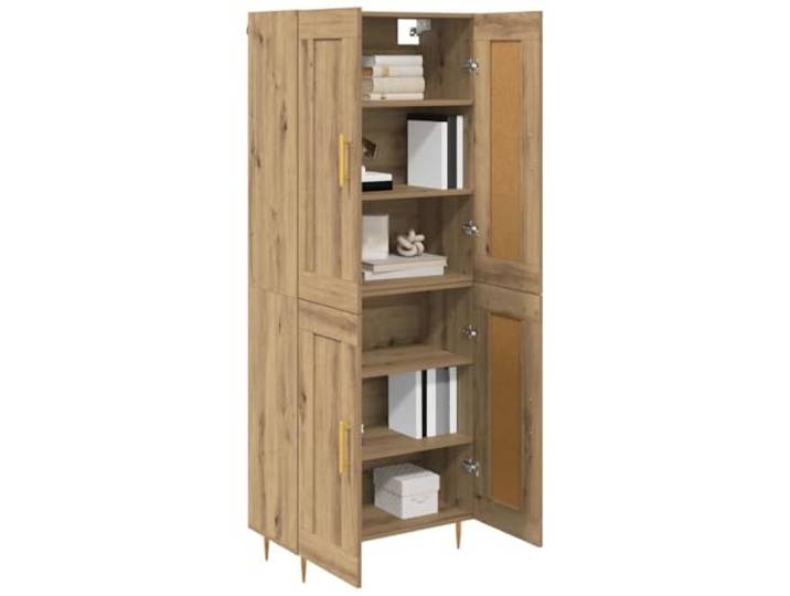 KTHLBRH Sideboard Eiche Handwerk 69,5 x 34 x 180 cm Langlebiges technisches Holz, funktionale Ablagen, goldene Akzente, Stangengriffe