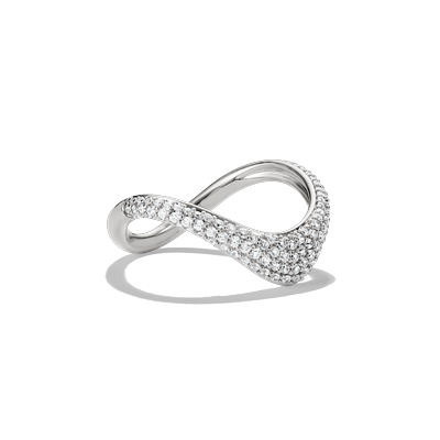 Fingerring THOMAS SABO "Fluid Elegance Ring Pavé" Gr. 60, silber (silberfarben, kristallweiß), Fingerringe, Damen, 60, Silber 925 (recycelt), Fingerring, mit Zirkonia (synth.)