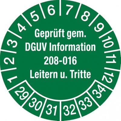 König Werbeanlagen Dreifke® Prüfplakette ab 29 geprüft gem. DGUV Information 208-01 - 30 mm Folie selbstklebend
