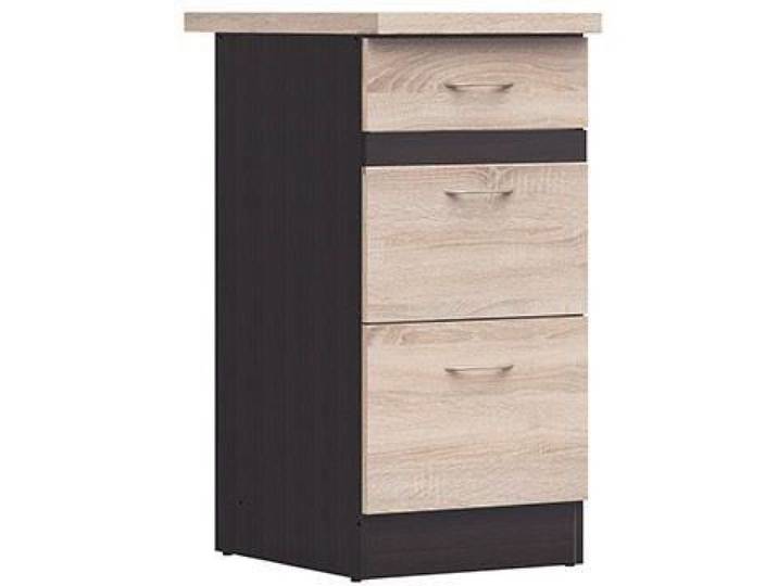 JUNONA Meuble bas de cuisine 40 cm - 3 tiroirs - Plan de travail - Chêne sonoma