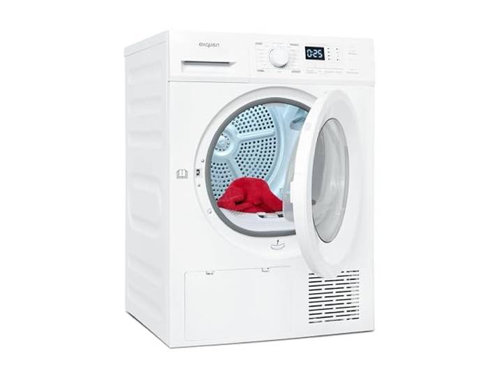 Exquisit Wärmepumpentrockner, 8kg Trockner mit 16 Programmen, Startzeitvorwahl, Knitterschutz, TWP803-030E weiss