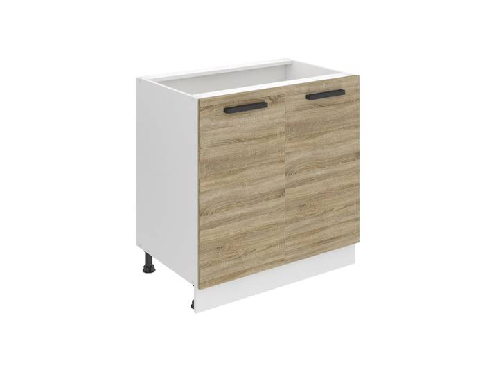Belini Armoire basse de cuisine\, armoire basse de cuisine largeur 80 cm. SD Armoire basse de cuisine sans plan de travail. Armoire de cuisine avec 2 portes\, chêne Sonoma
