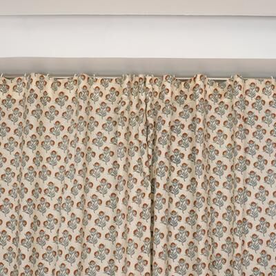 Fabdivine Floral Linen Curtain, Boho Drape, Semi Sheer Window Treatment, Hook Curtain Panel for Kidsroom