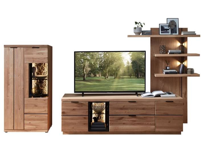 Wohn-Concept Donna TV-/Wohnwand Wildeiche Massivholz/Echtkork