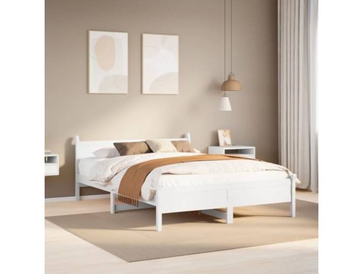 YUOTYRKTEJRSG Massives Kiefernholz Lattenrost Stauraum 140x190 cm Weiß Massivholzbett ohne Matratze Weiß 140x190 cm Kiefernholz stabil mit Lattenrost und Stauraum