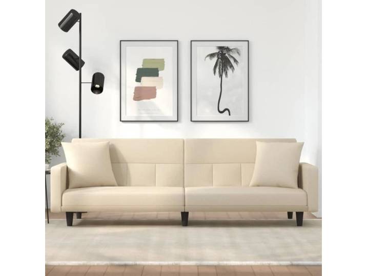 Zerodis Canapé-lit avec coussins crème tissu HB042