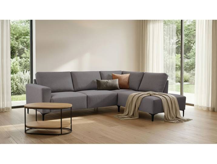 Ecksofa GOODPRODUCT Tournon, L-Form, Breite 256 cm, Webstoff, Chenille , grau, B:256cm H:85cm T:198cm, 100% Polyester, Sofas, Ecksofa, Designsofa im nordischen Stil, Wellenunterfederung, Metallfüsse