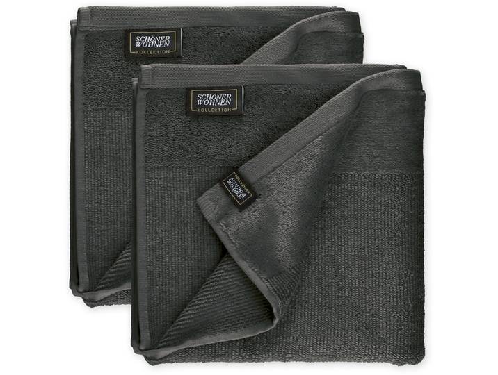 Handtücher Sense , grau (anthrazit), B:50cm L:100cm, Frottee, Obermaterial: 100% Baumwolle, SCHÖNER WOHNEN-KOLLEKTION, Handtücher, Handtücher, mit Velourborte, hautschmeichelnde Airtouch Qualität, super weich