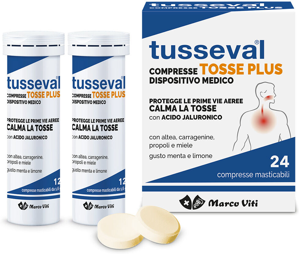 MARCO VITI FARMACEUTICI SpA Marco Viti, Tusseval Tosse Plus Gusto Menta e Limone, 24 Compresse