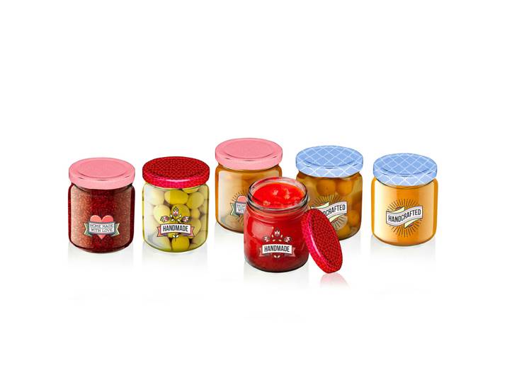 6er-Set bunte Einmachgläser mit Schraubverschluss, Ø 7cm