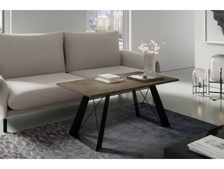 Feldmann-Wohnen Couchtisch Satis (rechteckige Tischplatte, Metallgestell, 1-St., pulverbeschichtetes Gestell, besonders attraktiv, schlicht elegant), 110x60cm Bellato grau