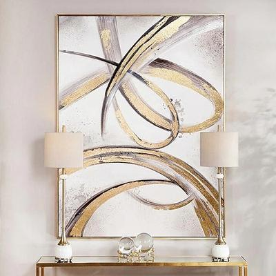 Goldgelbe abstrakte Wandkunst, dunkelgelbe Wandmalerei, graugelbes Poster, abstrakte Kunstwerke für Wände, gelbgoldene Malerei, abstrakte gelbe Linien-Wandkunst für Wohnzimmer und Schlafzimmer
