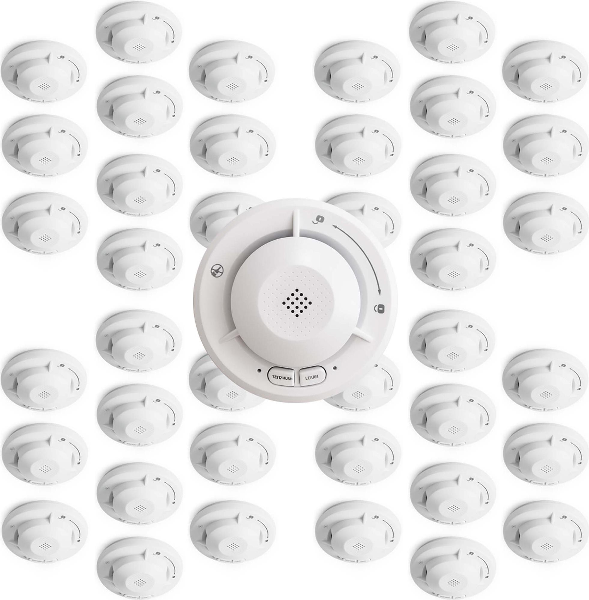 Wiltec Rauchmelder vernetzt 40x mit 10-Jahres-Batterie und Funktechnologie Fotoelektrischer Feuermelder mit 85 dB Alarm für effektiven Brandschutz in Wohnung und Haus