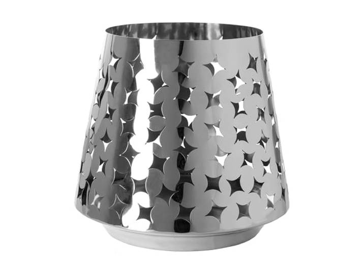 Fink großes Edelstahl Windlicht 32 cm kegelförmiges Stimmungslicht für Stumpenkerzen