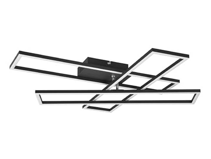 Reality Leuchten Plafonnier Corso R64423132\, métal noir mat\, avec LED 36 Watt\, télécommande