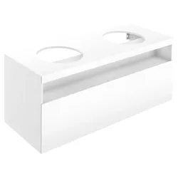 KEUCO Waschtischunterschrank „Stageline“ Vulkanit (Glas, satiniert), Vulkanit (Dekor, matt), ohne Hahnlochbohrung, ohne Beleuchtung 1400 × 550 × 490 mm