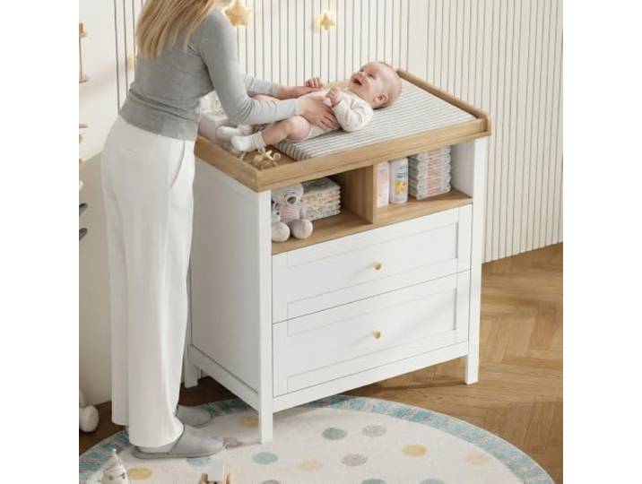 I0I&I0I Baby-Wickelkommode mit abnehmbarem Wickelaufsatz Multifunktional mit Schubladen und Stauraum fürs Babyzimmer (Changing Table, 82 * 50 * 90cm)
