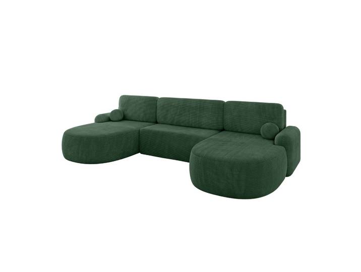 WOHNLANDSCHAFT mit Schlaffunktion und Bettkasten LIRA-U - 335x172x89 Grün