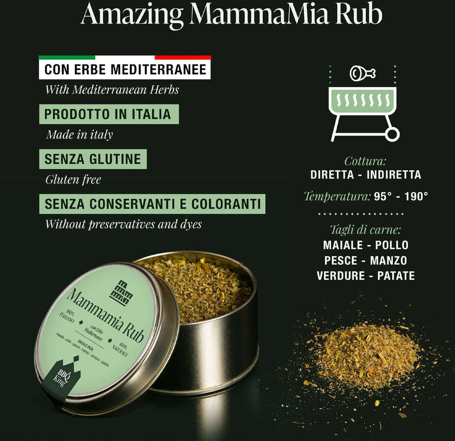 BBQ King Mammamia Rub (160 g) - Herbes Méditerranéennes pour BBQ