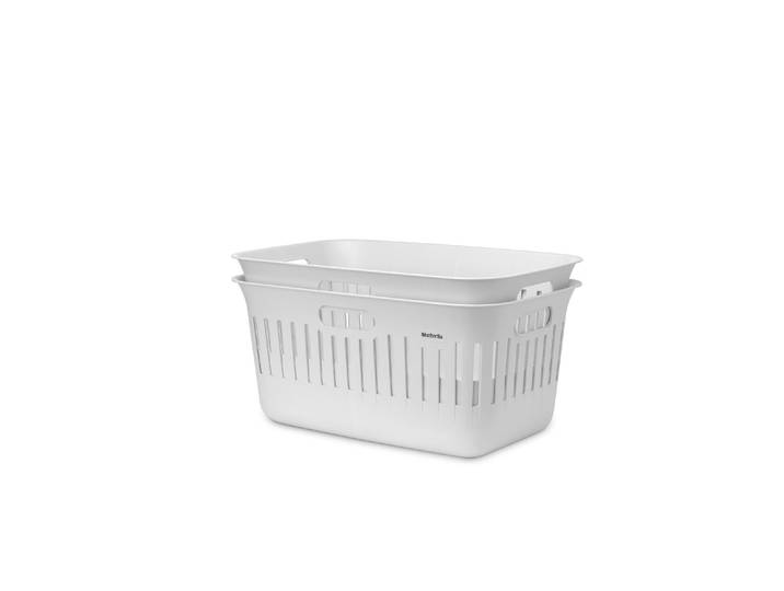 Wäschekorb BRABANTIA Collect IT 2 x 40 l , weiss (weiß), B:58,7cm H:27cm T:38,7cm, Kunststoff, Wäschesammler, Wäschekorb