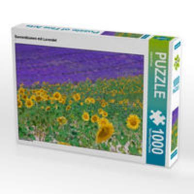 CALVENDO Puzzle Sonnenblumen mit Lavendel | 1000 Teile Lege-Größe 64x48cm Foto-Puzzle für glückliche Stunden