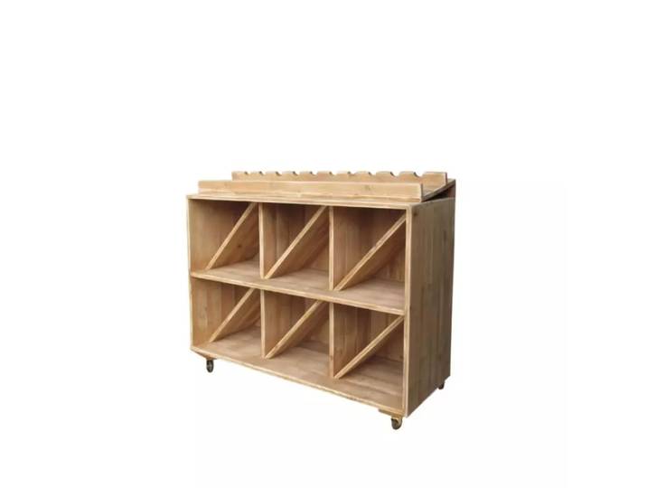 Présentoir à vin sur roulettes 6 casiers bois massif