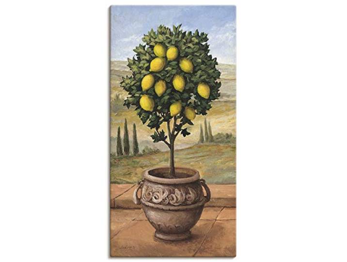 ARTLAND Wanddeko Leinwand Bilder Wandbild 50x100 cm Toskana Zitrone Baum Italien Landschaft Mediterran Botanik Terracotta T4MN