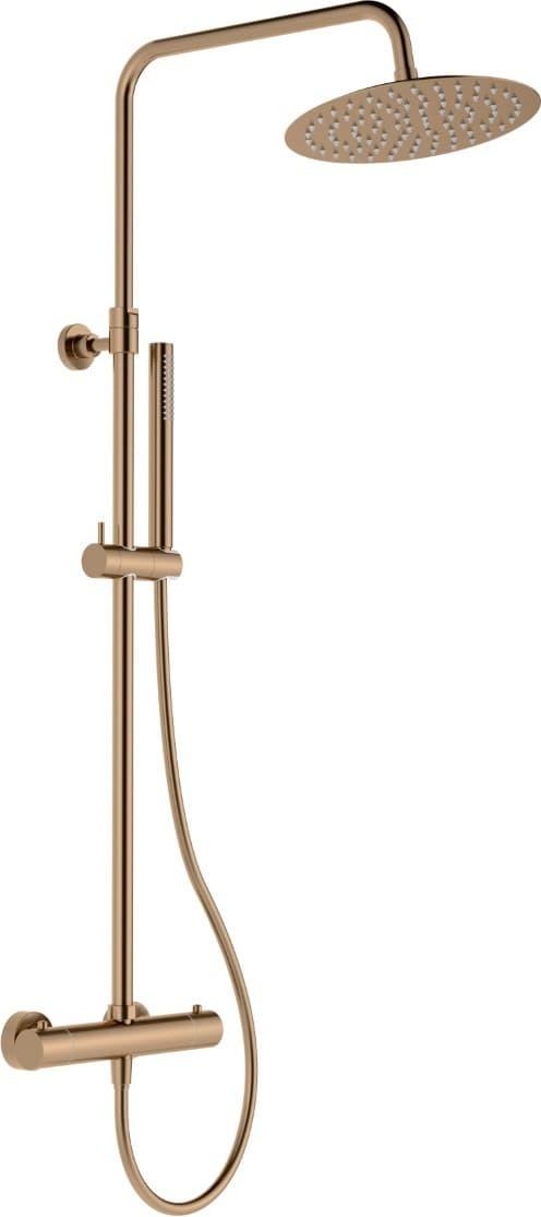 SAT Duschsystem Aurum mit Thermostatbatterie Kopfbrause ⌀25 cm, rosegold gebürstet