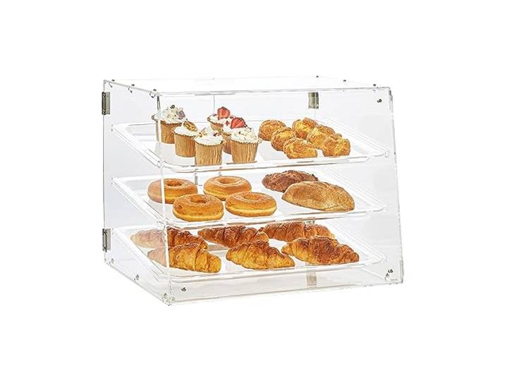 VEVOR 3-stöckige Gebäck-Vitrine, Kommerzielle Bäckerei-Vitrine 526 x 360 x 415 mm, Bäckerei-Vitrine, Acryl-Vitrine mit Zugang zur Hintertür & Abnehmbaren Regalen, für Donut-Bagels, Kuchen, Kekse usw.