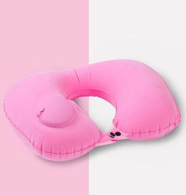 Combo Retail Shop Portable Neck Pillow U Shaped That Can Be Stored, Inflatable And Self Filled For Travel And Business Trips pink