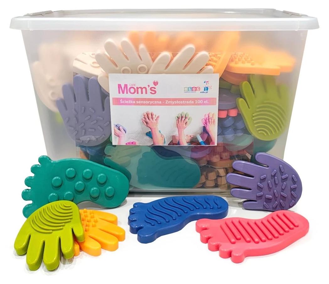 Mom's Care Zmysłostrada Sensorische Matte - 100 Elemente (Taktile Strukturen, Propriozeption-Training, Motorik-Förderung) - Montessori-geeignet, ab 12 Monaten, CE & EN71
