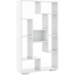 COSTWAY 120 cm Bücherregal mit 9 Fächern, Standregal, Raumteiler, geometrisch, Holz