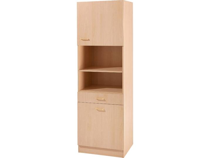 Mehrzweckschrank KOCHSTATION KS-Elster , braun (buchefarben), B:60cm H:200cm T:50cm, Holzwerkstoff, Schränke, Mehrzweckschrank, Breite 60 cm