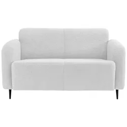 2-Sitzer-Sofa Marone Weiß Teddystoff