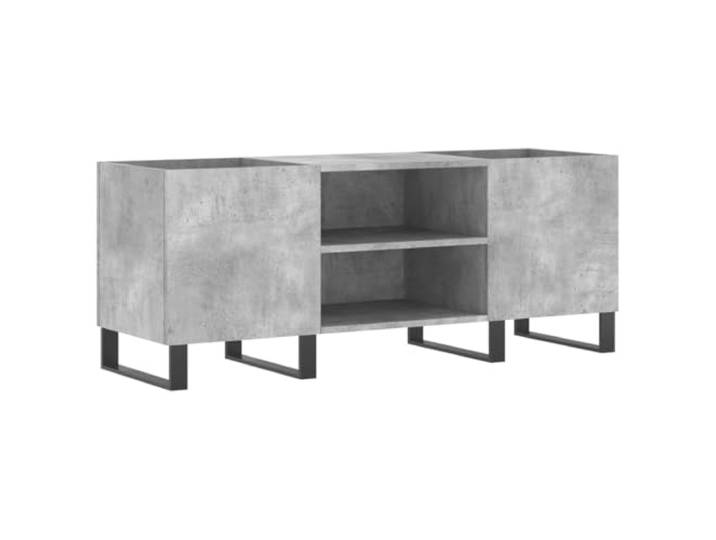 Plattenschrank Betongrau 121x38x48 cm Holzwerkstoff Schallplatten aufbewahren, LP-Stauraum, Plattenspieler-Ablage, Eisenbeine, industrielle Note, Betongrau, Holzwerkstoff