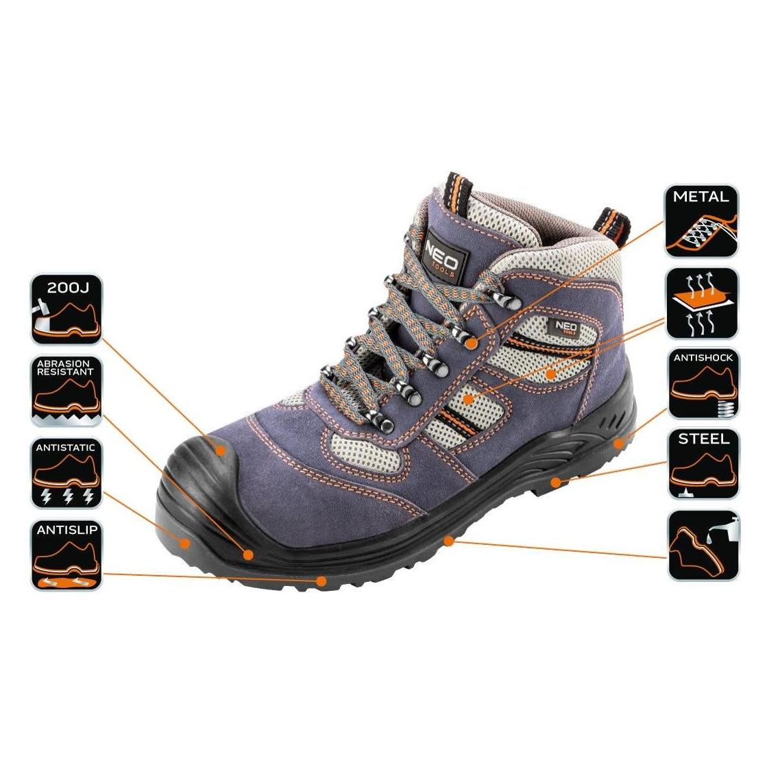 Neo Tools Working suede ankle boots, size 43 - 82-044 (S1P, 43) (TOP-82-044)