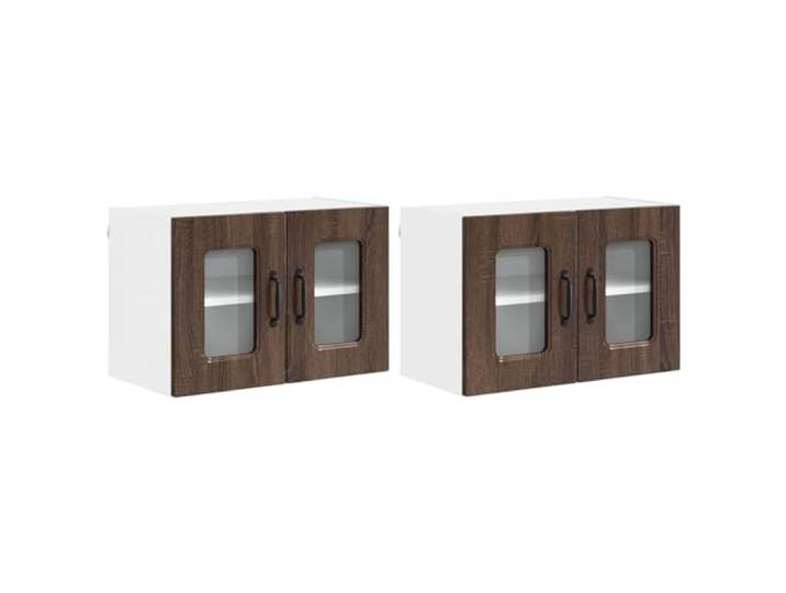 HKTMGDNG Küchen Wandschrank 2er Set Oberschrank Braun Eichen-Optik Praktische Hängeschränke aus Holzwerkstoff schaffen Ordnung im Kochbereich und Esszimmer mit viel Stauraum.