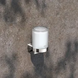 KEUCO AVENO Seifenspender 14652019000 mit satiniertem Stülpglas, zum Kleben/Schrauben, chrom/weiß