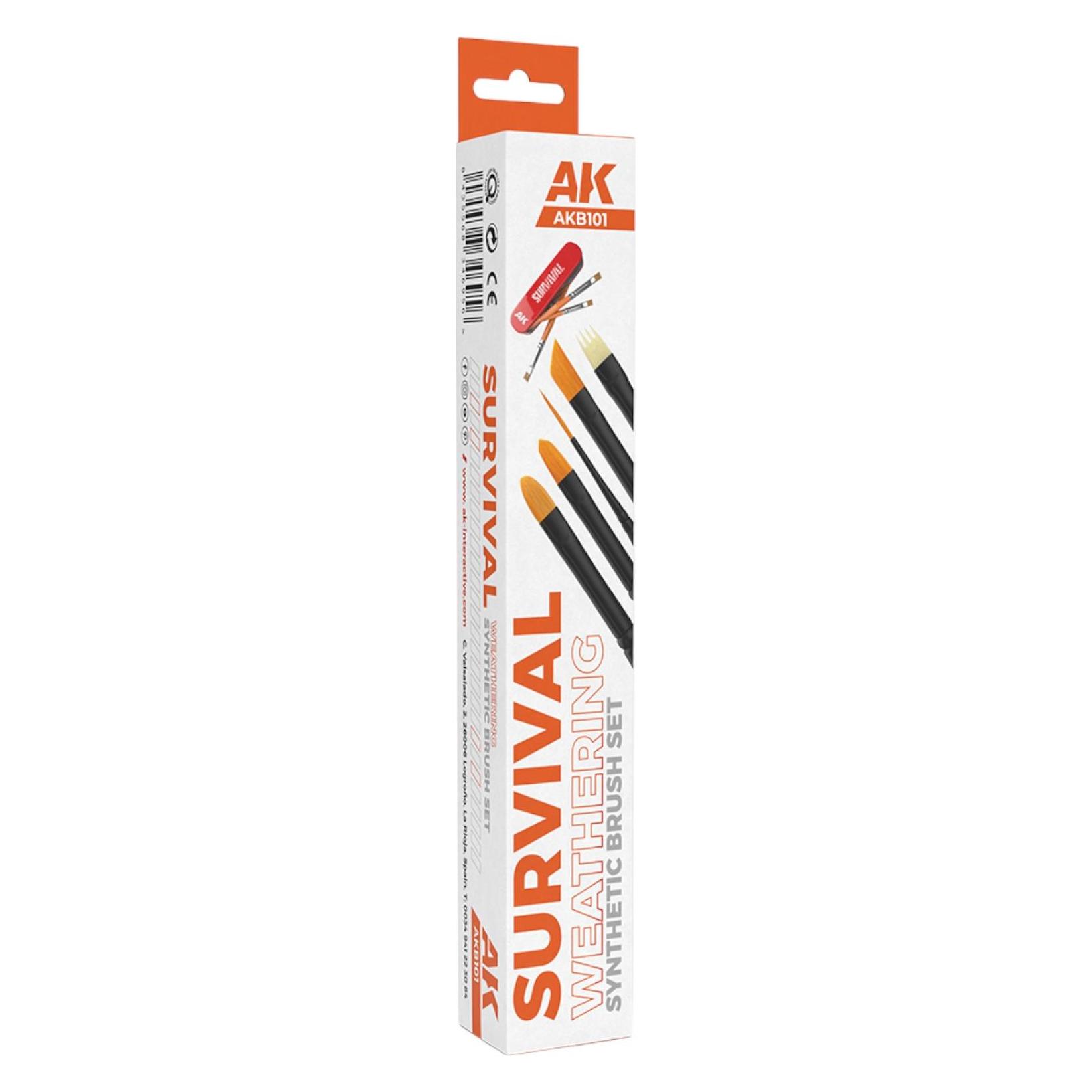 AK Interactive SURVIVAL WEATHERING BRUSHES SET (5 brushes) (AKB101)