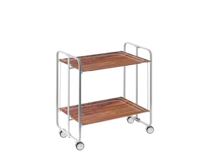 DON HIERRO - Table roulante pliante BAUHAUS\, 2 plateaux\, châssis gris aluminium.-Cêdre
