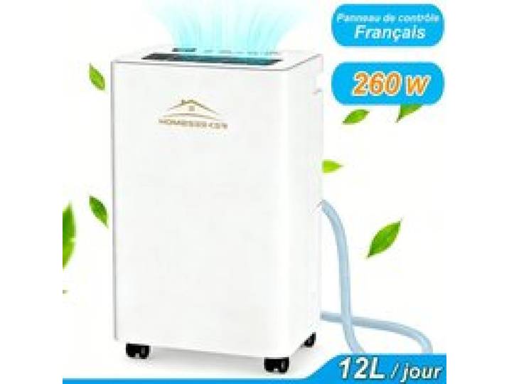 Deshumidificateur dair Electrique 12L/jour - 260W - 3 Modes avec Mode Sèche-linge Professionnel pour 45m² Maison Bain Chambre
