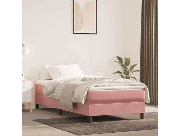 Taschenfederkernmatratze Mittel Rosa 100x210x20 cm Samt Weicher Samtbezug,sanfte Oberfläche,mittelfeste Unterstützung,stützender Schaumstoff,geräuschdämpfende Taschenfedern