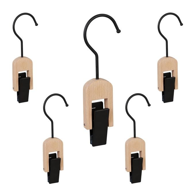 Relaxdays 40x klemhaken met rubber en draaibare haak voor sjaals en mutsen, zwart-natuur