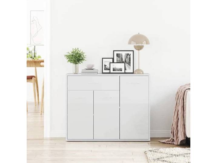 Meuble rangement - Buffet Blanc brillant 88x30x70 cm Bois d'ingénierie poisd:27.3kg &3894