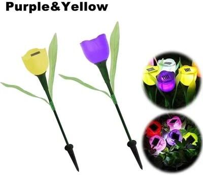 Uplift Picks Solar Tulip Garden Lights Add Warm Floral Glow To Outdoor Spaces purple & Yellow